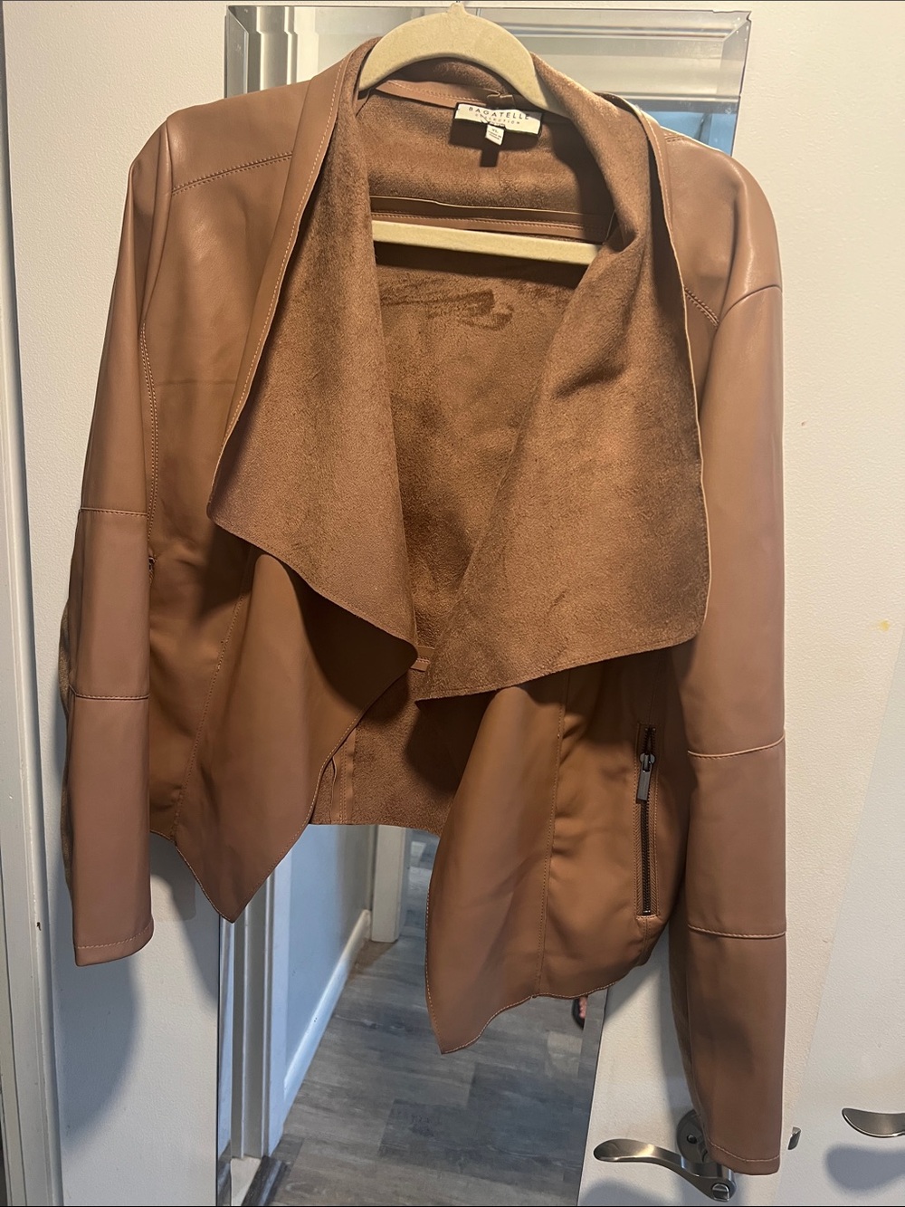 bagatelle Brown Faux Leather Waterfall Jacket